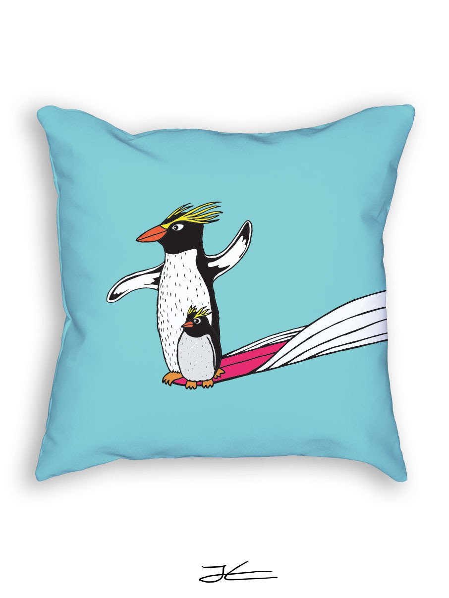 Surfing Penguin Pillow
